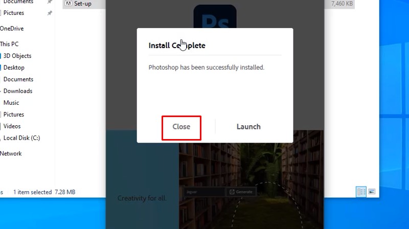 Bước 5 hoàn tất cài đặt Photoshop 2025